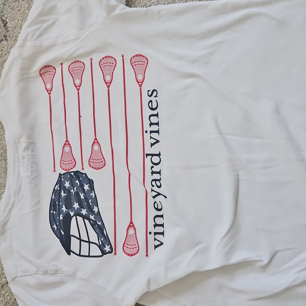 Vineyard Vines Kids White LAX T-Shirt; Small